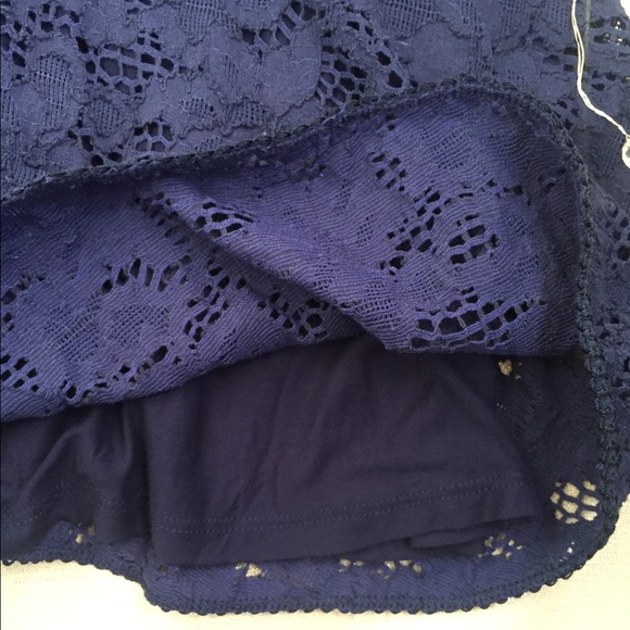 Free People Lace Dress Navy with 3/4 sleeve - Picture 8 of 8